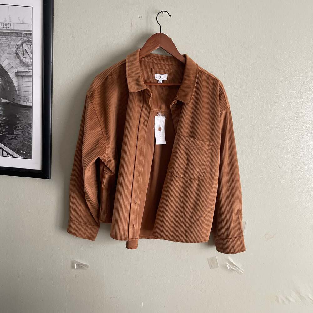 True Craft Corduroy‎ Shacket, Caramel Brown Oversized Button Down, NWT — XL